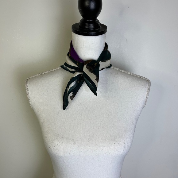 Veronica Beard NWT Silk Scarf Purple Green Equestrian Old Money Luxury Preppy - Picture 5 of 11